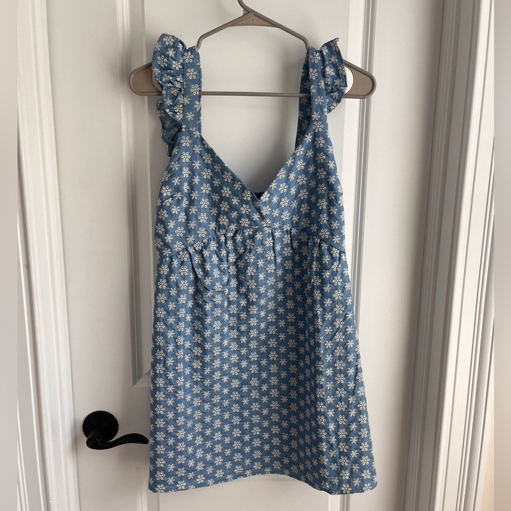 Blue Floral Sleeveless Dress
